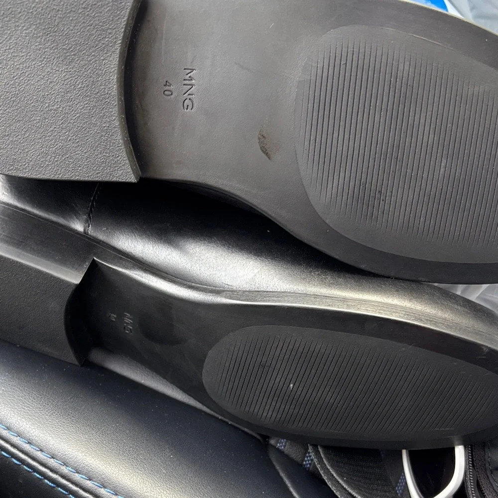Mango Black Leather Tall Riding Boots with Buckle, new with tags
